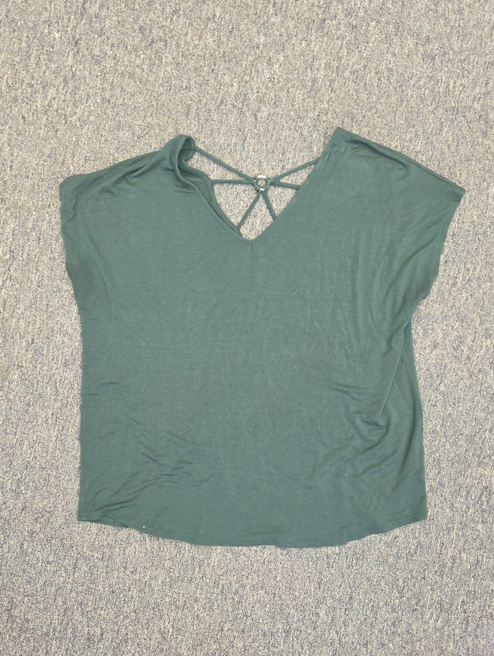 Papermoon Strappy V-Neck Tank Top in Teal Green